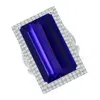 Angara Gia Certified Rectangular Tanzanite Double Halo Split Shank Ring In White Gold/deep Rich Violet Blue