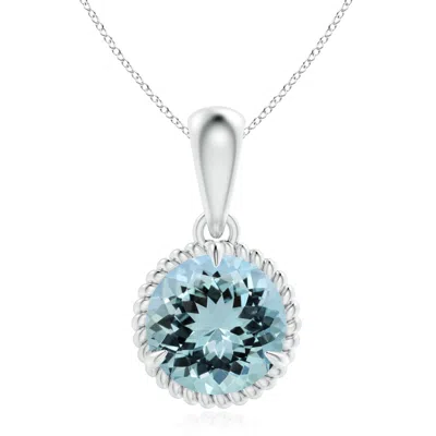 Angara Gia Certified Rope-framed Aquamarine Solitaire Pendant In Blue