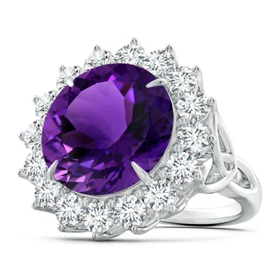 Angara Gia Certified Round Amethyst Floral Cocktail Ring In Metallic