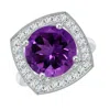 Angara Gia Certified Round Amethyst Halo Ring With Milgrain In White Gold/medium Dark Purple