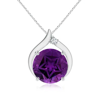 Angara Gia Certified Round Amethyst Solitaire Flame Pendant In Purple
