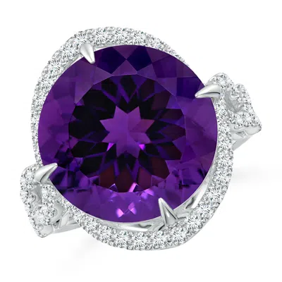 Angara Gia Certified Round Amethyst Twisted Split Shank Halo Ring In Blue