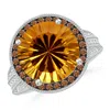 Angara Gia Certified Round Citrine Ring With Coffee Diamond Halo In White Gold/deep Golden
