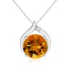 Angara Gia Certified Round Citrine Solitaire Flame Pendant In White Gold/deep Golden