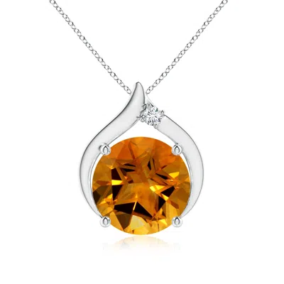Angara Gia Certified Round Citrine Solitaire Flame Pendant In Orange