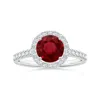 Angara Gia Certified Round Ruby Halo Ring With Diamond Accents In White Gold/deep Rich Red