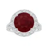 Angara Gia Certified Round Ruby Halo Split Shank Ring With Diamonds In White Gold/medium Pinkish Red