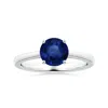Angara Gia Certified Round Sapphire Solitaire Ring With Reverse Tapered Shank In White Gold/medium To Rich Blue
