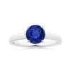 Angara Gia Certified Round Sapphire Solitaire Ring With Tapered Shank In White Gold/medium To Rich Blue