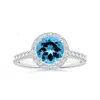 Angara Gia Certified Round Swiss Blue Topaz Halo Ring With Diamonds In White Gold/swiss Blue