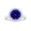 Angara Gia Certified Round Tanzanite Ring With Diamond Halo In White Gold/deep Rich Violet Blue