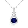 Angara Gia Certified Sapphire Solitaire Infinity Knot Pendant In White Gold/deep Rich Blue