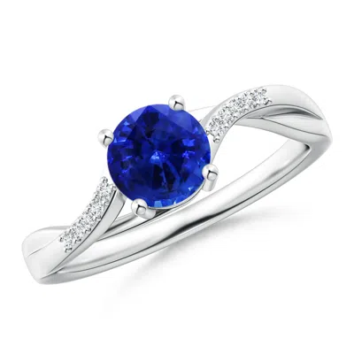 Angara Gia Certified Sapphire Twisted Split Shank Ring In Metallic