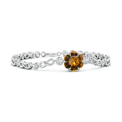 Angara Gia Certified Six-petal Citrine Infinity Bracelet In Metallic