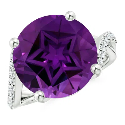 Angara Gia Certified Solitaire Amethyst Twisted Split Shank Ring In Purple