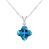 Angara Gia Certified Solitaire Clover-shaped Swiss Blue Topaz Pendant In White Gold/swiss Blue