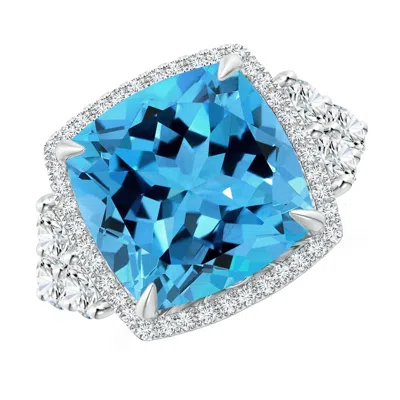 Angara Gia Certified Solitaire Cushion Swiss Blue Topaz Ring