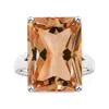 Angara Gia Certified Solitaire Emerald-cut Morganite Split Shank Ring In White Gold/peachy Pink