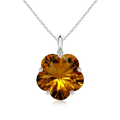 Angara Gia Certified Solitaire Five-petal Flower Citrine Pendant In Yellow