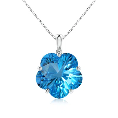 Angara Gia Certified Solitaire Five-petal Flower Swiss Blue Topaz Pendant