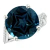 Angara Gia Certified Solitaire London Blue Topaz Twisted Split Shank Ring In White Gold/deep Greenish Blue