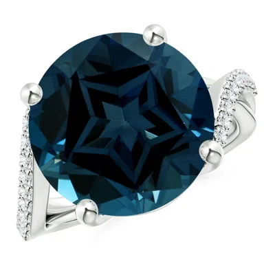 Angara Gia Certified Solitaire London Blue Topaz Twisted Split Shank Ring
