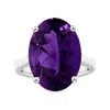 Angara Gia Certified Solitaire Oval Amethyst Reverse Tapered Shank Ring With Scrollwork In White Gold/medium Purple