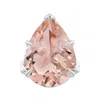 Angara Gia Certified Solitaire Pear-shaped Morganite Split Shank Ring With Scrollwork In White Gold/peach