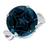 Angara Gia Certified Solitaire Round London Blue Topaz Infinity Ring In White Gold/deep Greenish Blue