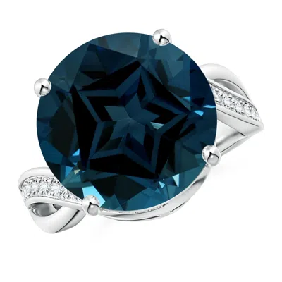 Angara Gia Certified Solitaire Round London Blue Topaz Infinity Ring