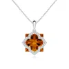 Angara Gia Certified Square Citrine And Diamond Clover Backset Pendant In White Gold/deep Golden