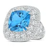 Angara Gia Certified Swiss Blue Topaz Double Halo Criss Cross Ring - 16.7 Ct Tw In White Gold/swiss Blue