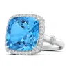 Angara Gia Certified Swiss Blue Topaz Halo Ring With Leaf Motifs - 13.2 Ct Tw In White Gold/swiss Blue