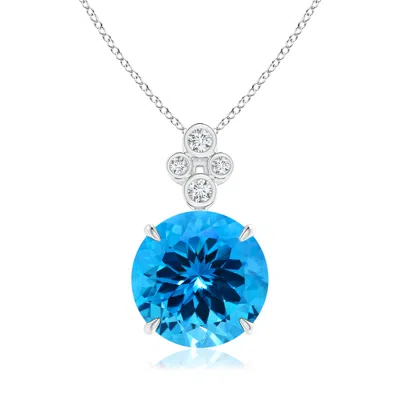 Angara Gia Certified Swiss Blue Topaz Pendant With Diamonds In Metallic
