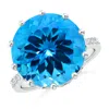 Angara Gia Certified Swiss Blue Topaz Solitaire Ring With Diamonds In White Gold/swiss Blue