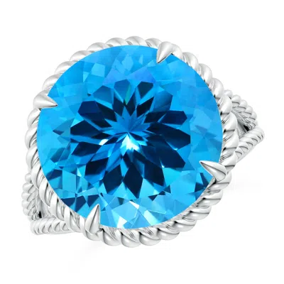 Angara Gia Certified Swiss Blue Topaz Twist Rope Split Shank Ring