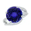 Angara Gia Certified Tanzanite Engagement Ring With Bypass Shank In White Gold/rich Violet Blue