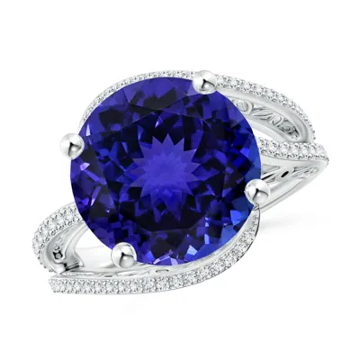 Angara Gia Certified Tanzanite Engagement Ring With Bypass Shank In Metallic