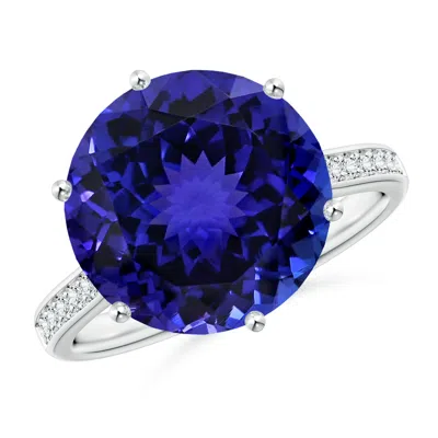 Angara Gia Certified Tanzanite Engagement Ring With Hidden Halo In Metallic