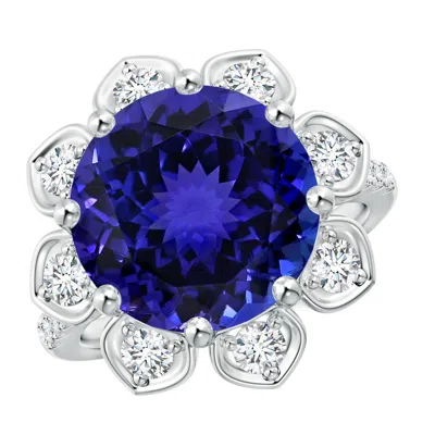 Angara Gia Certified Tanzanite Floral Cocktail Ring With Diamonds In Metallic