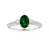 Angara Gia Certified Three Stone Oval Tsavorite Knife-edge Ring With Milgrain In White Gold/bright Medium Green