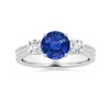 Angara Gia Certified Three Stone Sapphire Reverse Tapered Shank Ring With Diamonds In White Gold/medium To Rich Blue