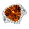 Angara Gia Certified Trillion Citrine Cocktail Ring With Diamond Accents In White Gold/deep Golden