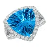 Angara Gia Certified Trillion Swiss Blue Topaz Cocktail Ring With Diamond Accents In White Gold/swiss Blue