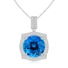 Angara Gia Certified Vintage Inspired Round Swiss Blue Topaz Halo Pendant In White Gold/swiss Blue