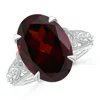 Angara Gia Certified Vintage Style Oval Garnet Fleur De Lis Ring In White Gold/dark Red