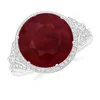 Angara Gia Certified Vintage Style Round Ruby Cocktail Ring In White Gold/medium Pinkish Red