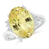 Angara Gia Certified Yellow Sapphire Bypass Ring With Diamonds In White Gold/deep Yellow