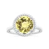 Angara Gia Certified Yellow Sapphire Halo Ring With Reverse Tapered Shank In White Gold/deep Yellow