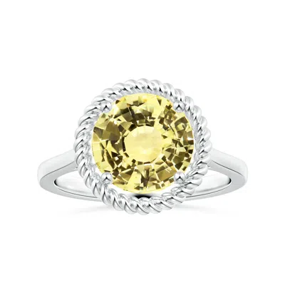 Angara Gia Certified Yellow Sapphire Halo Ring With Reverse Tapered Shank In Metallic
